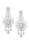 Shop_Samyukta Singhania_White American Diamond Earrings _at_Aza_Fashions