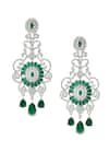 Shop Nazaakat By Samara Singh Green American Diamond Earrings at Aza Fashions Shop_Nazaakat By Samara Singh_Green American Diamond Earrings _at_Aza_Fashions
