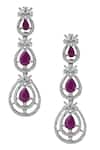 Shop_Nazaakat By Samara Singh_Red Ruby American Diamond Earrings _at_Aza_Fashions