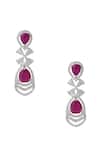 Shop_Nazaakat By Samara Singh_Red Ruby American Diamond Earrings _at_Aza_Fashions
