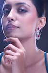 Nazaakat By Samara Singh_Red Ruby American Diamond Earrings _at_Aza_Fashions