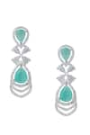 Shop_Nazaakat By Samara Singh_Aqua American Diamond Earrings _at_Aza_Fashions