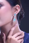 Nazaakat By Samara Singh_Aqua American Diamond Earrings _at_Aza_Fashions