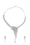 Shop_Nazaakat By Samara Singh_White American Diamond Necklace And Earrings Set _at_Aza_Fashions