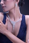 Nazaakat By Samara Singh_White American Diamond Necklace And Earrings Set _at_Aza_Fashions