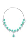 Shop_Nazaakat By Samara Singh_Aqua Brass Necklace And Earring Set _at_Aza_Fashions