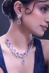 Shop_Nazaakat By Samara Singh_Purple Violet Brass Necklace And Earring Set 