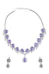 Shop_Nazaakat By Samara Singh_Purple Violet Brass Necklace And Earring Set _at_Aza_Fashions