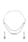 Shop_Nazaakat By Samara Singh_Pink Imitation Diamonds American Jewelry Set _at_Aza_Fashions