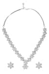 Shop_Nazaakat By Samara Singh_White American Diamond Necklace And Earring Set _at_Aza_Fashions