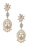 Nazaakat By Samara Singh_Pink Brass Necklace And Earring Set _at_Aza_Fashions