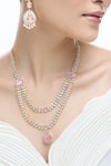 Shop_Nazaakat By Samara Singh_Pink Brass Necklace And Earring Set 