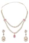Shop_Nazaakat By Samara Singh_Pink Brass Necklace And Earring Set _at_Aza_Fashions