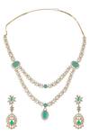 Shop Nazaakat By Samara Singh Aqua Brass Necklace And Earring Set at Aza Fashions Shop_Nazaakat By Samara Singh_Aqua Brass Necklace And Earring Set _at_Aza_Fashions