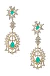 Shop Nazaakat By Samara Singh Aqua Brass Necklace And Earring Set Shop_Nazaakat By Samara Singh_Aqua Brass Necklace And Earring Set