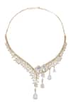 Buy_Nazaakat By Samara Singh_White Gold American Diamond Necklace And Earring Set _Online_at_Aza_Fashions