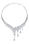 Shop_Samyukta Singhania_White American Diamond Necklace And Earrings Set _at_Aza_Fashions