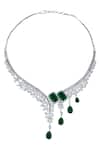Nazaakat By Samara Singh_Green Brass American Diamond Jewelry Set _Online_at_Aza_Fashions