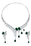 Shop_Nazaakat By Samara Singh_Green Brass American Diamond Jewelry Set _at_Aza_Fashions