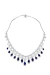 Nazaakat By Samara Singh_Blue Imitation Diamonds American Necklace And Earring Set _at_Aza_Fashions