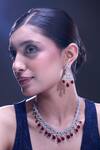 Buy Nazaakat By Samara Singh Red Imitation Diamonds Ruby American Necklace And Earring Set Buy_Nazaakat By Samara Singh_Red Imitation Diamonds Ruby American Necklace And Earring Set