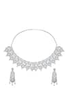 Shop_Nazaakat By Samara Singh_White Brass American Diamond Jewelry Set _at_Aza_Fashions