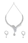 Shop_Nazaakat By Samara Singh_White Brass American Diamond Jewelry Set _at_Aza_Fashions