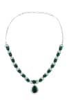 Nazaakat By Samara Singh_Green Brass American Diamond Jewelry Set _Online_at_Aza_Fashions