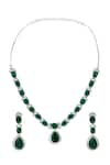 Shop_Nazaakat By Samara Singh_Green Brass American Diamond Jewelry Set _at_Aza_Fashions