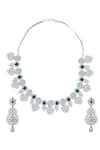 Shop_Samyukta Singhania_Green American Diamond Necklace And Earring Set _at_Aza_Fashions