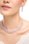 Nazaakat By Samara Singh_Pink American Diamond Necklace And Earrings Set _at_Aza_Fashions