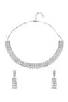 Shop_Nazaakat By Samara Singh_White American Diamond Necklace And Earrings Set _at_Aza_Fashions