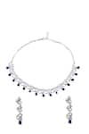 Shop_Nazaakat By Samara Singh_Blue American Diamond Necklace And Earring Set _at_Aza_Fashions