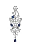 Shop_Nazaakat By Samara Singh_Blue Brass American Diamond Jewelry Set _Online_at_Aza_Fashions