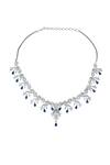 Nazaakat By Samara Singh_Blue Brass American Diamond Jewelry Set _at_Aza_Fashions