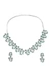 Shop_Nazaakat By Samara Singh_Green Brass American Diamond Jewelry Set _at_Aza_Fashions