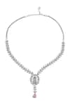 Nazaakat By Samara Singh_Pink American Diamond Necklace And Earring Set _Online_at_Aza_Fashions