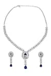 Shop_Nazaakat By Samara Singh_Blue American Diamond Jewelry Set _at_Aza_Fashions