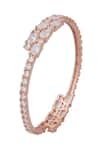 Shop_Nazaakat By Samara Singh_Rose Gold Imitation Diamonds American Bangles Set _Online_at_Aza_Fashions