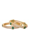 Buy_Nazaakat By Samara Singh_Gold Plated Diamonds, Stones And Green American Bangles _Online_at_Aza_Fashions