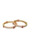Nazaakat By Samara Singh_Red Gold And Ruby American Diamond Bangles _Online_at_Aza_Fashions