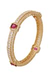 Shop_Nazaakat By Samara Singh_Red Gold And Ruby American Diamond Bangles _Online_at_Aza_Fashions