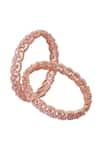 Shop_Nazaakat By Samara Singh_Rose Gold American Diamond Bangles _at_Aza_Fashions