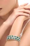 Buy_Nazaakat By Samara Singh_Silver Plated Diamonds And Green American Bangles _at_Aza_Fashions