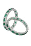 Buy_Nazaakat By Samara Singh_Silver Plated Diamonds And Green American Bangles _Online_at_Aza_Fashions
