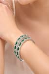 Shop_Nazaakat By Samara Singh_Silver Plated Diamonds And Green American Bangles _Online_at_Aza_Fashions