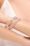 Shop_Nazaakat By Samara Singh_Rose Gold Imitation Diamonds American Bangle Set _Online_at_Aza_Fashions
