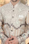 Arihant Rai Sinha_Cream Silk, Polyester, Viscose Embroidery, Multi Color Sherwani And White Pant Set _Online_at_Aza_Fashions