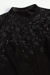 Buy_Pooja Peshoria_Black Georgette, Satin Beads Mandarin Collar Hand Embroidered Kurta Set _Online_at_Aza_Fashions