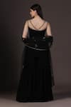 Shop_Pooja Peshoria_Black Georgette, Satin Sequins, Embroidery Square Neck Hand Kurta Set _at_Aza_Fashions